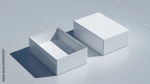 Fototapeta White gift box - Opened box - 3d rendering mock up.