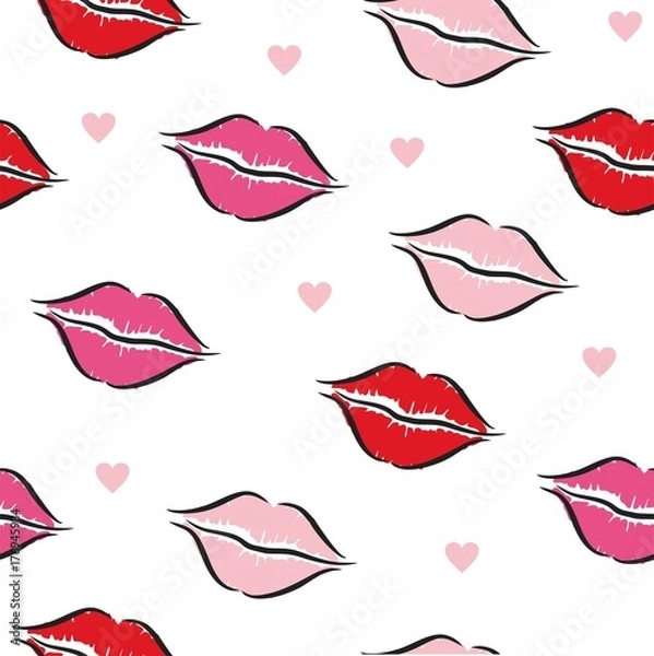 Obraz Lips - Seamless Pattern - vector logo/icon illustration