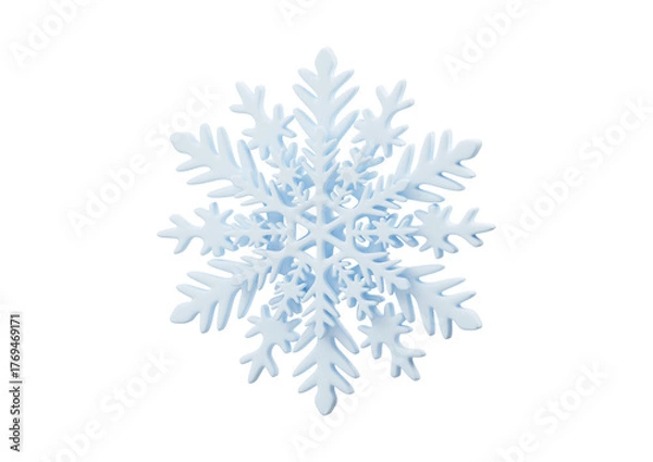 Obraz A delicate blue snowflake isolated on transparent background, a symbol of winter