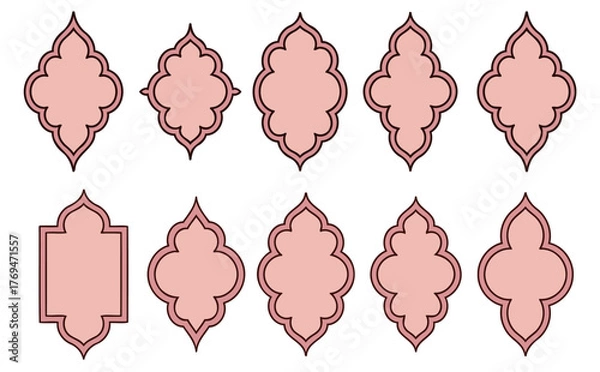 Fototapeta Elegant blush pink Moroccan inspired frame designs for creative projects, branding, and event decor, perfect for adding a touch of worldly sophistication