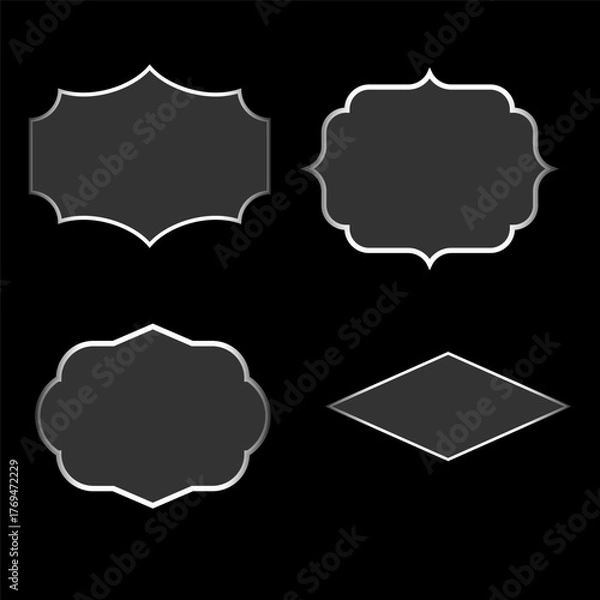 Fototapeta Light frame liquid glass, glass panel set for mobile and web app, White ui light frame square and circle banner. HUD design element interface,. Vector illustration