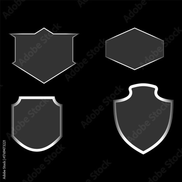 Fototapeta Collection of Liquid Glass Buttons in Various Shapes Vector and Sizes for UI Design on Dark Background. Liquid Glass Set