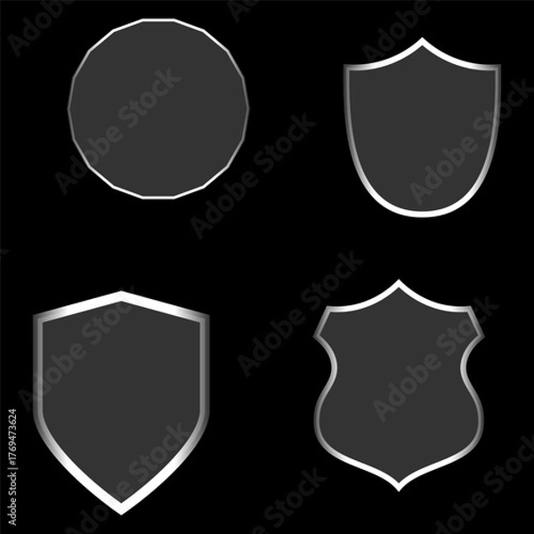 Fototapeta Light frame liquid glass elements with glowing effect, circles, stars, futuristic HUD interface design set for web and mobile apps, vector illustration