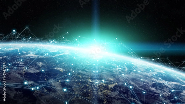 Obraz Data exchange and global network over the world 3D rendering