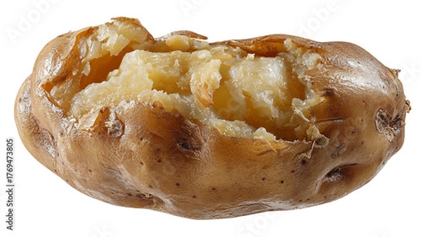 Fototapeta Perfectly baked russet potato with soft fluffy interior and crispy skin ideal for a comforting meal isolated on transparent background