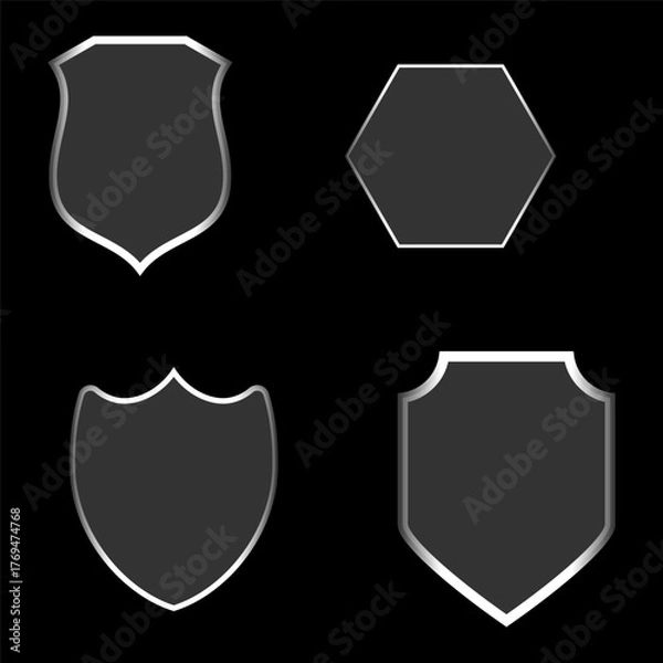 Fototapeta Light frame liquid glass elements with glowing effect, circles, stars, futuristic HUD interface design set for web and mobile apps, vector illustration