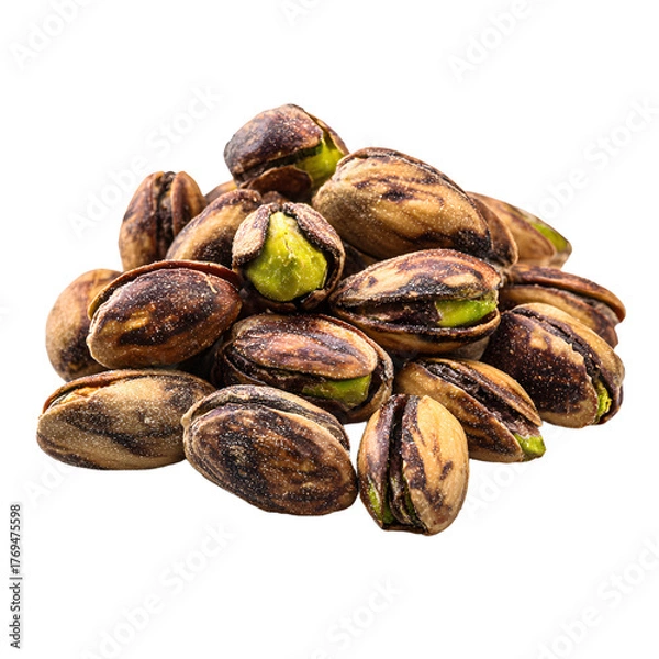 Obraz Roasted Pistachio Nut Heap Isolated on White Background for Food Concepts