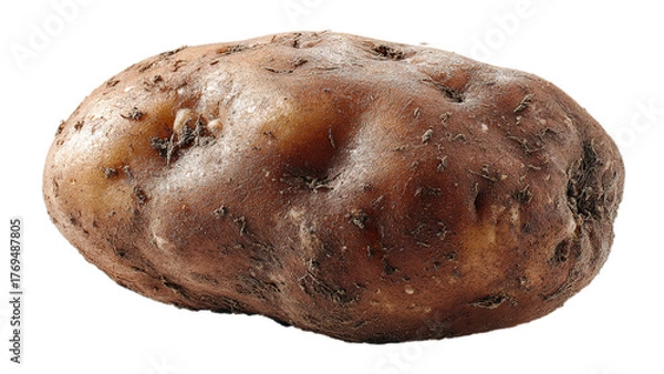 Fototapeta Fresh unpeeled brown potato with earthy texture and natural imperfections isolated on transparent background