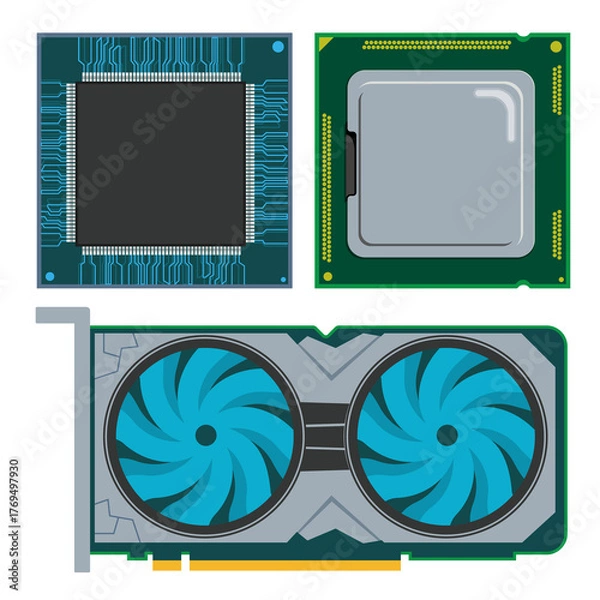 Obraz ハイテクなマイクロチップ（プロセッサ）のベクターイラスト