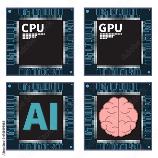 Obraz ハイテクなマイクロチップ（プロセッサ）のベクターイラスト