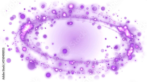 Fototapeta Radiant violet aura swirl with luminous spark particles forming an oval glow isolated on transparent background for fantasy light design