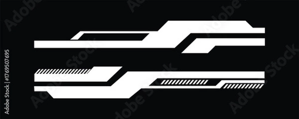 Fototapeta Futuristic white racing stripe. Futuristic cyberpunk HUD elements collection. Futuristic interface ui elements. Holographic hud user interface elements. vector illustration 