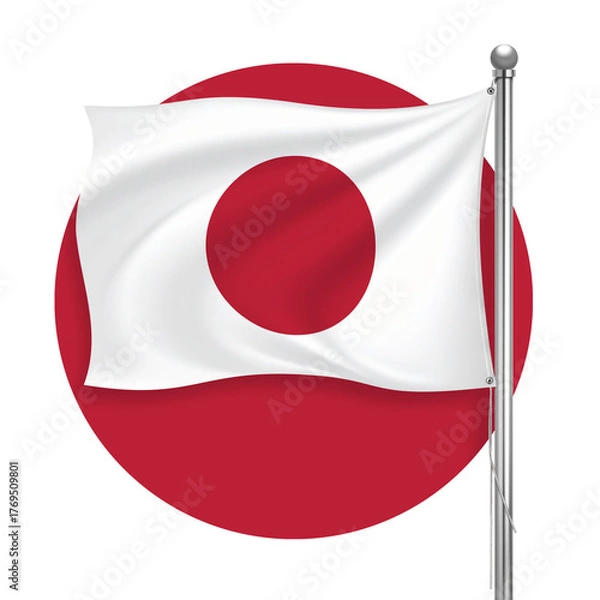 Obraz Stylized Japan flag on transparent background