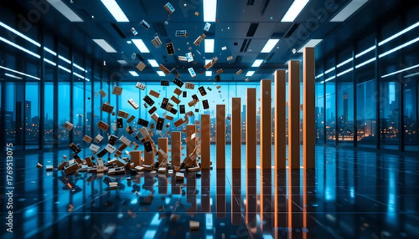 Fototapeta Business Growth & Data Analytics in a Modern Corporate Setting