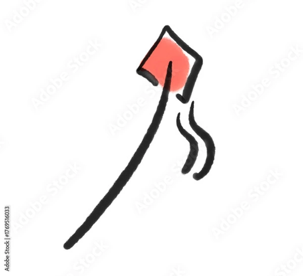 Fototapeta 墨絵のシンプルな凧　凧あげ・正月素材