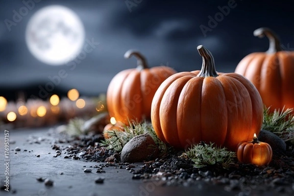 Fototapeta 보름달이 뜬 할로윈 밤