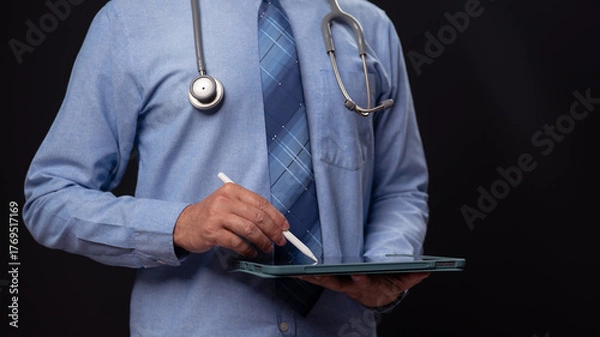 Obraz Doctor Using Digital Tablet with Stylus for Modern Health Care