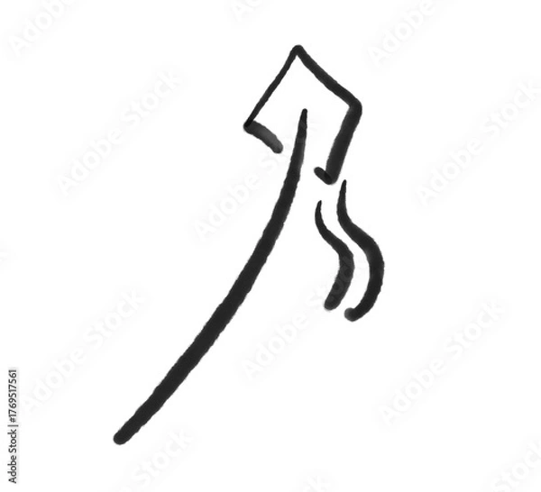 Fototapeta 墨絵のシンプルな凧　凧あげ・正月素材　モノクロ