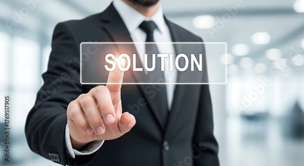 Fototapeta Business professional pointing at solution concept, problem-solving, and decision-making for success