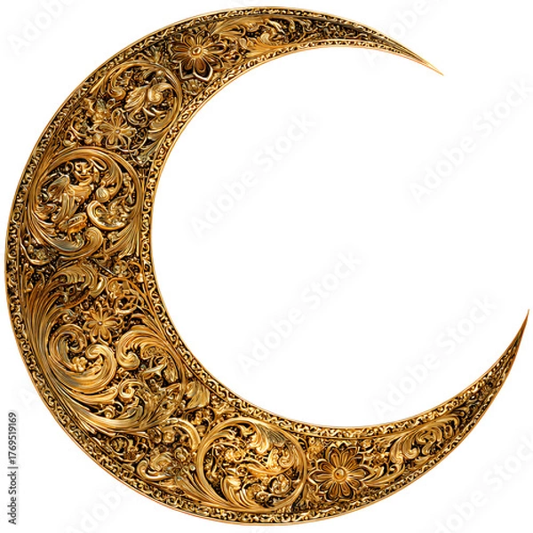 Fototapeta Elegant Gold Crescent Moon Decorative Ornament for Design Projects