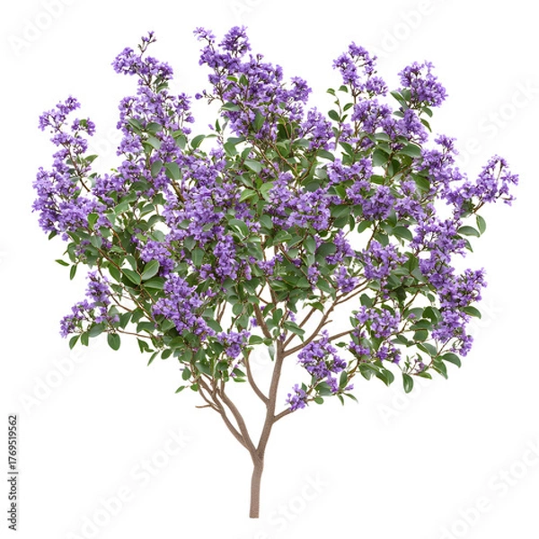 Obraz Vibrant Purple Flower Shrubbery Isolated on Transparent Background