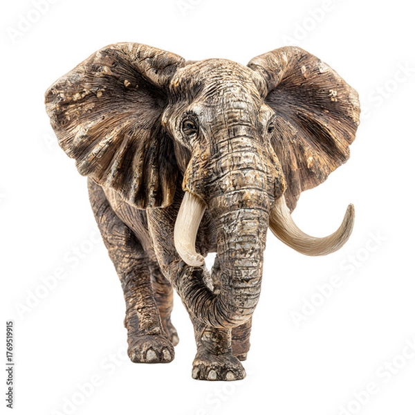 Obraz Realistic Elephant Figurine Isolated on White Background for Creative Designs