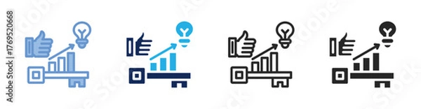 Fototapeta Key Success Icon Collection Featuring Multiple Styles
