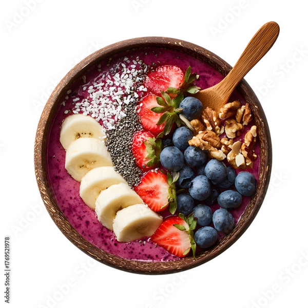 Fototapeta Colorful Smoothie Bowl on Transparent Background for Healthy Eating Concept