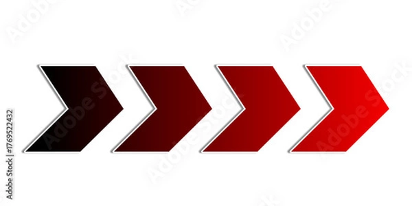 Fototapeta Red arrow pointing to the right on a black background, symbolizing direction and forward movement.