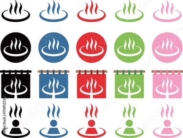 Obraz 温泉マーク　アイコン　セット