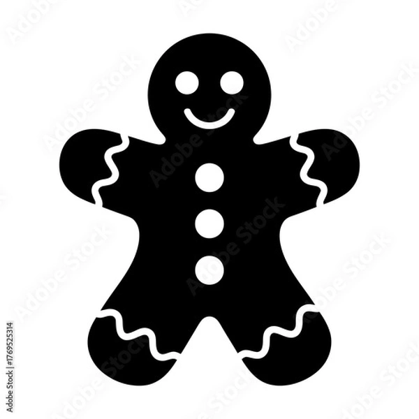 Fototapeta christmas gingerbread man icon Silhouette vector on white background