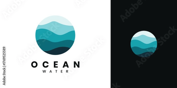 Obraz Ocean logo design. Blue water in a circle.