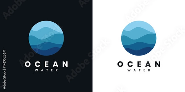 Obraz Ocean logo design. Blue water in a circle.