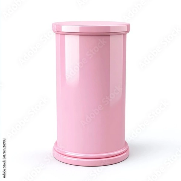 Fototapeta glossy pink column isolated. pillar element for design