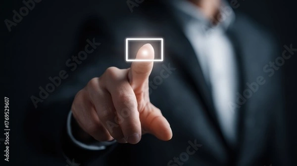 Fototapeta Dynamic interaction with digital interface in a modern workspace setting