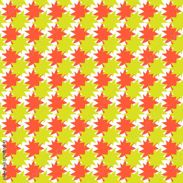 Obraz Abstract Geometric Star Pattern in Green and Red