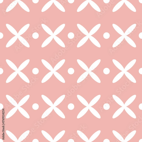 Obraz Geometric Floral Pattern in White and Pink