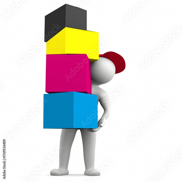 Fototapeta 3D Man CMYK Parcel