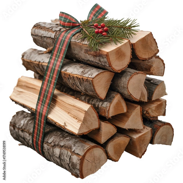 Fototapeta stack of firewood on transparent background