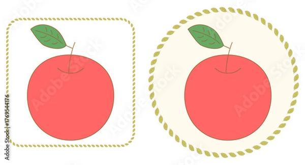 Obraz りんごと葉っぱのカラーバージョンセット