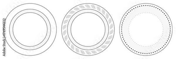 Obraz ラインアート風のお皿イラスト3種類セット