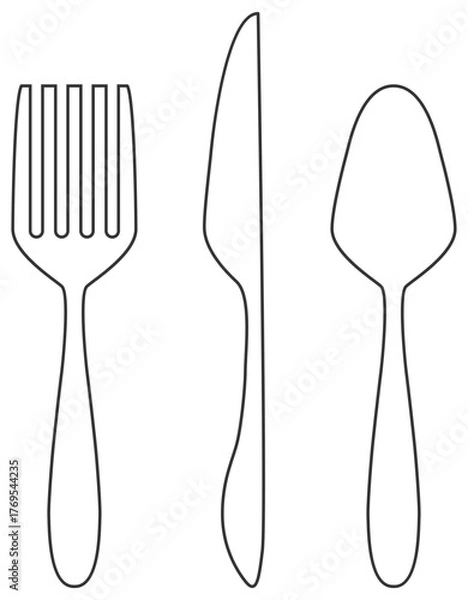 Obraz ナイフ・フォーク・スプーンのシルエットセット