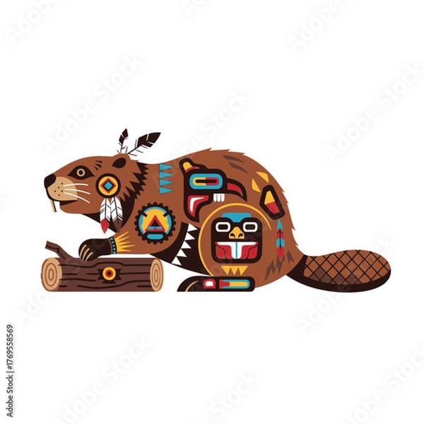 Obraz Beaver with Native American Inspired Design