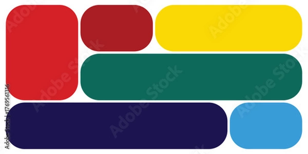 Fototapeta Abstract bento grid layout with vibrant rounded rectangles and color blocks vector