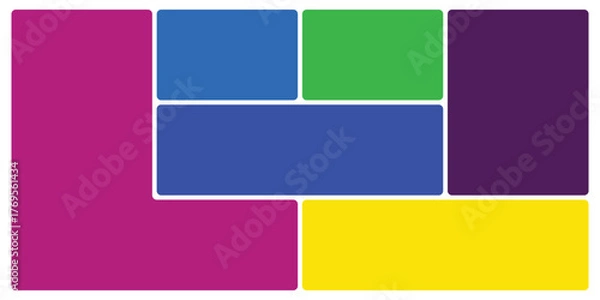 Fototapeta Abstract geometric shapes bento grid composition with bold colors and rounded corners vector