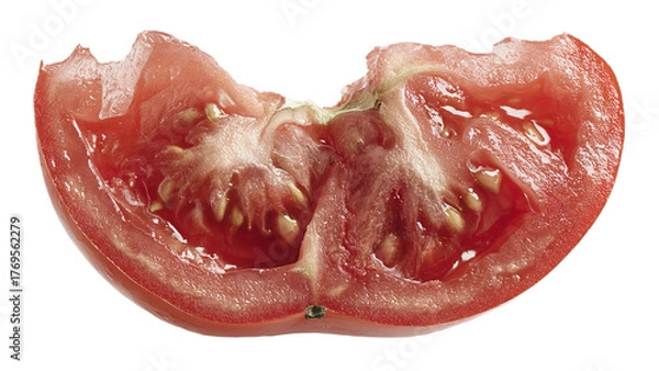 Fototapeta Freshly sliced red tomato showcasing juicy flesh and seeds perfect for salad or sandwiches isolated on transparent background