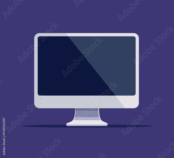 Fototapeta Flat computer monitor illustration with blue screen