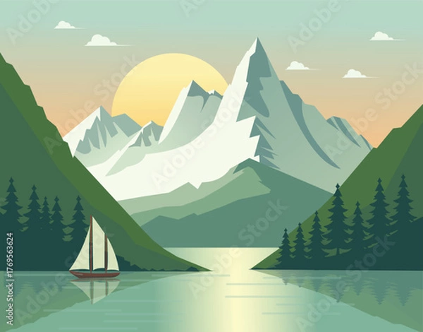 Obraz Mountain landscape with lake