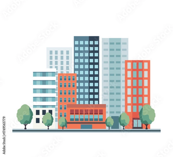 Obraz flat city buildings vector illustration