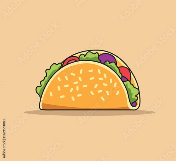 Fototapeta Taco with cheese and tomato vector illustration